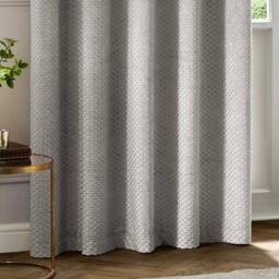 Paoletti Neptune Fully Lined Velvet Eyelet Curtain Pair in Silver - Size: 229 cm width x 229 cm drop - thumbnail 4