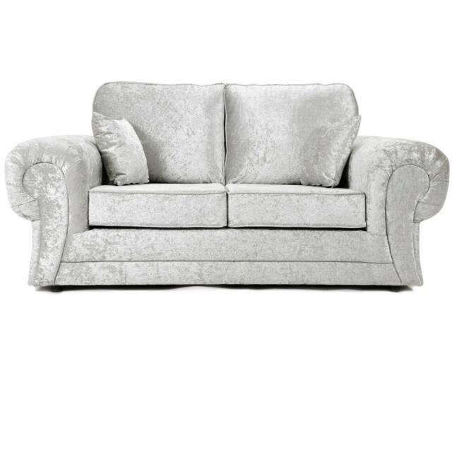 Furniture 786 Tango Full Back 2 Seater Sofa Crushed Velvet in Silver
