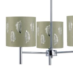 First Choice Lighting Set of 2 Brea - Chrome 3 Light Fittings with Sage Green Fern Shades in Silver - thumbnail 3