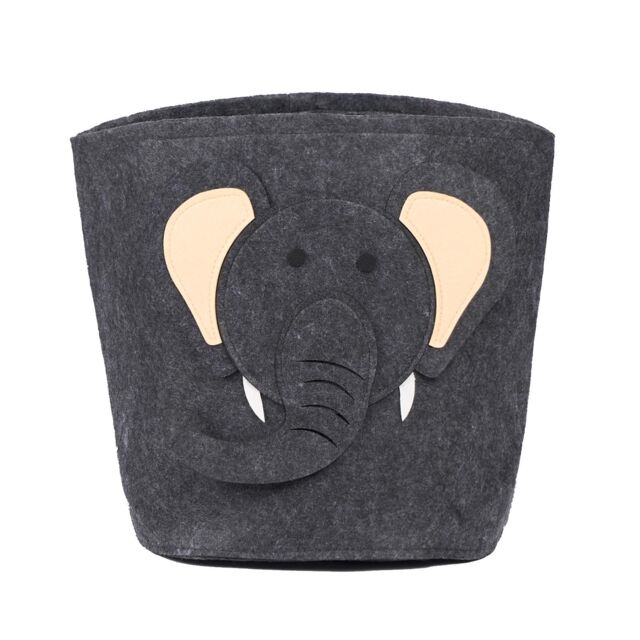 OHS Kids Elephant Felt Basket Toy Storage Organiser Collapsible Baby Hamper Decorative in Grey - image 1