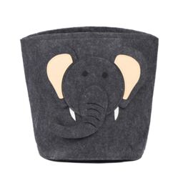 OHS Kids Elephant Felt Basket Toy Storage Organiser Collapsible Baby Hamper Decorative in Grey - thumbnail 1