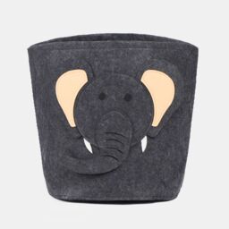 OHS Kids Elephant Felt Basket Toy Storage Organiser Collapsible Baby Hamper Decorative in Grey - thumbnail 2