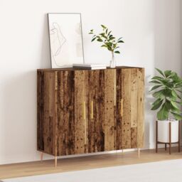 Berkfield Home Sideboard in Old Wood, 90x34x80 cm, Made of Engineered Wood in Brown - Size: 90 x 34 x 80 cm - thumbnail 4