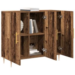 Berkfield Home Sideboard in Old Wood, 90x34x80 cm, Made of Engineered Wood in Brown - Size: 90 x 34 x 80 cm - thumbnail 3