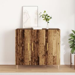 Berkfield Home Sideboard in Old Wood, 90x34x80 cm, Made of Engineered Wood in Brown - Size: 90 x 34 x 80 cm - thumbnail 1