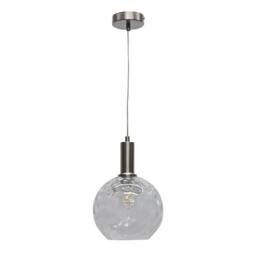 First Choice Lighting Set of 2 Barnum - Clear Dimple Glass Globe Satin Nickel Deco Pendants - thumbnail 2