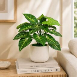 Leaf 45cm Design UK Realistic Large Artificial Foliage Plant with Pot in Green - thumbnail 2