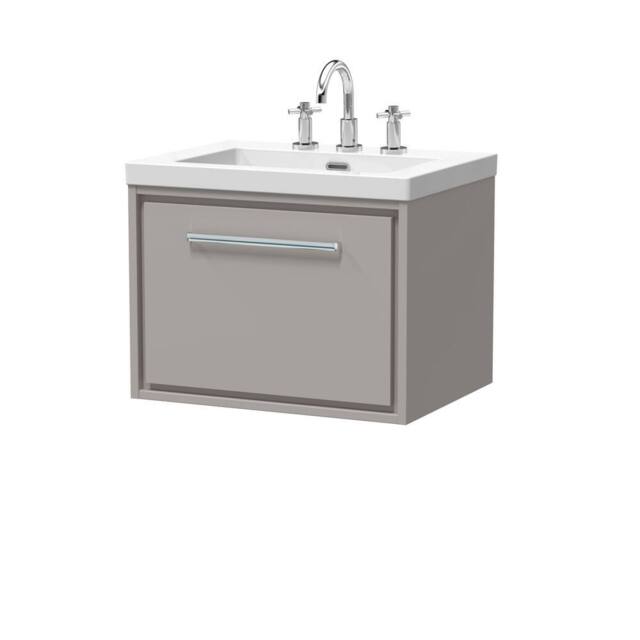 Balterley Bathroom 1 Soft Close Drawer Wall Hung Fireclay Basin, Grey, 600mm in Grey - image 1