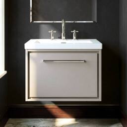 Balterley Bathroom 1 Soft Close Drawer Wall Hung Fireclay Basin, Grey, 600mm in Grey - thumbnail 3