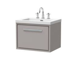 Balterley Bathroom 1 Soft Close Drawer Wall Hung Fireclay Basin, Grey, 600mm in Grey - thumbnail 1