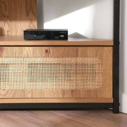 CALICOSY Corner TV Unit With 1 Door & Rattan Caning, 100 Cm Wide - JAYA in Light Brown - thumbnail 4
