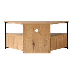 CALICOSY Corner TV Unit With 1 Door & Rattan Caning, 100 Cm Wide - JAYA in Light Brown - thumbnail 9