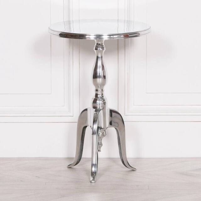 PAWNORA Metal Round Side Occasional Table in Silver - image 1
