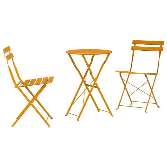 Berkfield Home 3-Piece Folding Bistro Set in Mustard Yellow Steel - image 1
