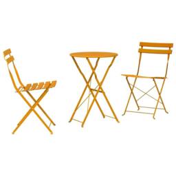 Berkfield Home 3-Piece Folding Bistro Set in Mustard Yellow Steel - thumbnail 1