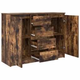 Berkfield Home Sideboard with Drawers Smoked Oak 100.5x35x76 cm Engineered Wood in Brown - thumbnail 5
