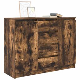 Berkfield Home Sideboard with Drawers Smoked Oak 100.5x35x76 cm Engineered Wood in Brown - thumbnail 4