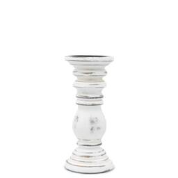 Serenityy Classic Mango Wood Candle Stand - Whitewash Small in White - thumbnail 4