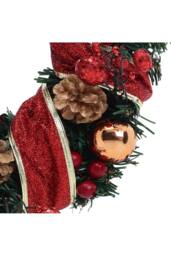 Ribbon Glowing Flower Wreath Hanging Christmas Decoration in Red - thumbnail 4