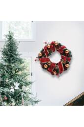 Ribbon Glowing Flower Wreath Hanging Christmas Decoration in Red - thumbnail 3