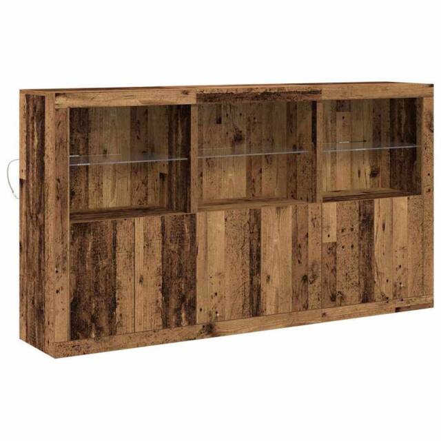Berkfield Home Sideboard with LED Lights Old Wood 181.5x37x100 cm Engineered Wood in Brown - image 1