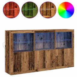 Berkfield Home Sideboard with LED Lights Old Wood 181.5x37x100 cm Engineered Wood in Brown - thumbnail 4