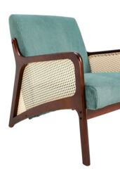 Living and Home Green Corduroy Armchair with Rattan Armrest - thumbnail 5