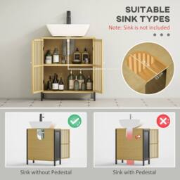 Wyld Haus Rotove Bamboo Style Under Sink Bathroom Cabinet Cut Out Front in Black - thumbnail 6