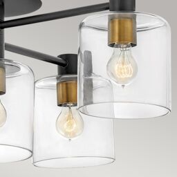 Netlighting Hinkley Axel Multi Arm Semi Flush Ceiling Lamp Black with Heritage Brass - thumbnail 4