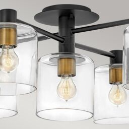 Netlighting Hinkley Axel Multi Arm Semi Flush Ceiling Lamp Black with Heritage Brass - thumbnail 2