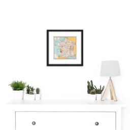 Artery8 Bourguignon 1932 Map France Gastronomy Food 8X8 Inch Square Wooden Framed Wall Art Print Picture with Mount in Black - thumbnail 2