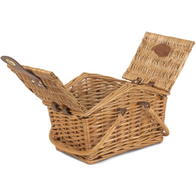 Red Hamper Wicker Light Steamed Swing Handle Hamper Picnic Basket in Brown - image 1