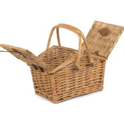 Red Hamper Wicker Light Steamed Swing Handle Hamper Picnic Basket in Brown - thumbnail 3