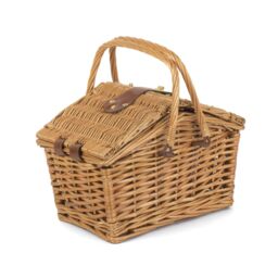 Red Hamper Wicker Light Steamed Swing Handle Hamper Picnic Basket in Brown - thumbnail 4