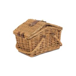 Red Hamper Wicker Light Steamed Swing Handle Hamper Picnic Basket in Brown - thumbnail 2