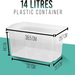 Havendro 14L set of 4 Heavy Duty Clear Plastic Storage Boxes with Lids - thumbnail 2