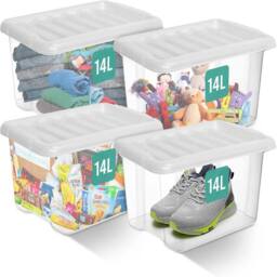 Havendro 14L set of 4 Heavy Duty Clear Plastic Storage Boxes with Lids - thumbnail 1