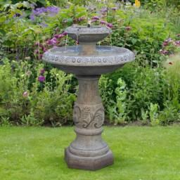 Sunlinua Elegant Solar Water Fountain Two-Tier Large Garden Feature 63x63x93cm in Grey - Size: 63 x 63 x 93 cm - thumbnail 6