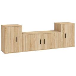Berkfield Home 3 Piece TV Cabinet Set Sonoma Oak Engineered Wood in Light Oak