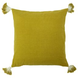 Furn Eden Slub Cotton Tasselled Cushion in Green - Size: 45 cm x 45 cm - thumbnail 2