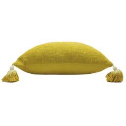 Furn Eden Slub Cotton Tasselled Cushion in Green - Size: 45 cm x 45 cm - thumbnail 3