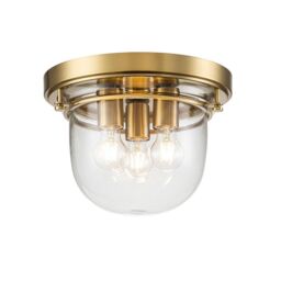 Netlighting Quoizel Whistling Bowl Semi Flush Ceiling Light Brushed Brass IP44 in Yellow