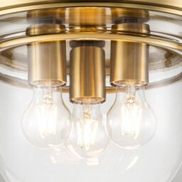Netlighting Quoizel Whistling Bowl Semi Flush Ceiling Light Brushed Brass IP44 in Yellow - thumbnail 2