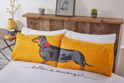 Rapport Home Hello Sausage Polycotton Duvet Cover Set with Pillowcase in Orange - Size: Single - thumbnail 3