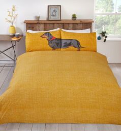 Rapport Home Hello Sausage Polycotton Duvet Cover Set with Pillowcase in Orange - Size: Single - thumbnail 4