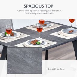 HOMCOM Modern Rectangular Dining Table Indoor Metal Legs Spacious Tabletop in Grey - thumbnail 6