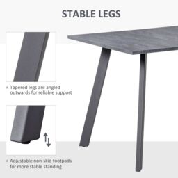 HOMCOM Modern Rectangular Dining Table Indoor Metal Legs Spacious Tabletop in Grey - thumbnail 4