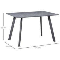 HOMCOM Modern Rectangular Dining Table Indoor Metal Legs Spacious Tabletop in Grey - thumbnail 3