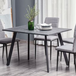 HOMCOM Modern Rectangular Dining Table Indoor Metal Legs Spacious Tabletop in Grey