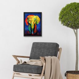 Artery8 Surreal Baby Elephant Colourful Abstract Bright Artwork Framed Wall Art Print A4 in Black - thumbnail 2